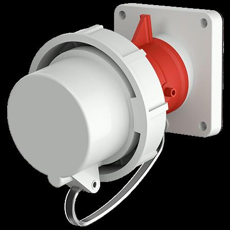 [1253] Inbouwtoestelcontactstop 16A 5P 6H 400V rood IP67 met afschermkap