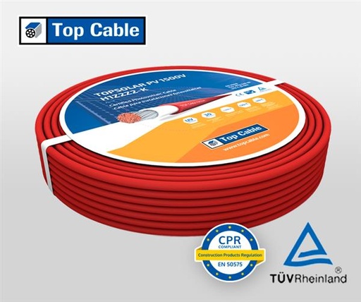 [SOLARTUV-4R-CCA] Solarkabel voor fotovoltaïsche installatie TUV rood 1kV soepel Cca s1d2a1 4mm²