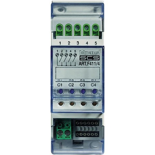 [F411/4] Actuator (modulair) My Home met 4 onafhankelijke relais - 2 modules DIN