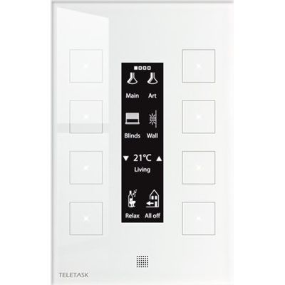 [TDS12022WH] Touch panel,8 toetsen en OLED-display,frontpaneel volledig uit glas