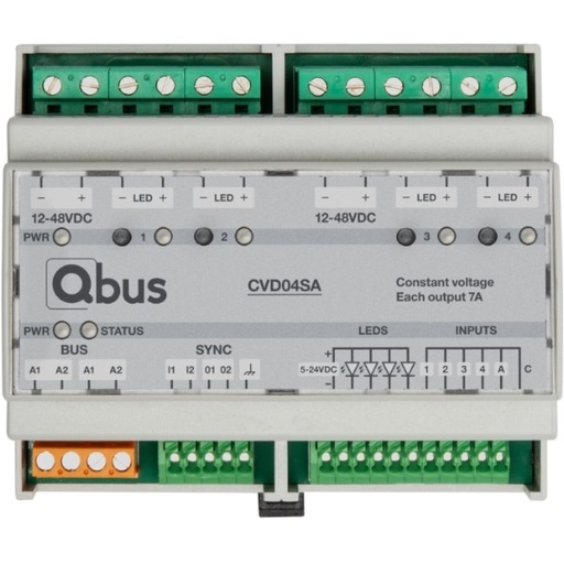 [CVD04SA] Constante spanning ledstripdimmer, 4 kanalen 7A, 12-48 Vdc per 2 kanalen