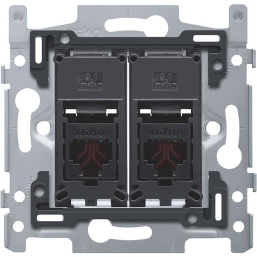 [170-65214] Inbouwraam met 2x RJ11 UTP, vlak, voor schroefbevestiging