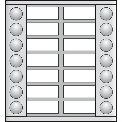 [10-114-01] Uitbreiding 2x7 beldrukknoppen, voor buitenpost 20mm met 2 rijen beldrukknoppen