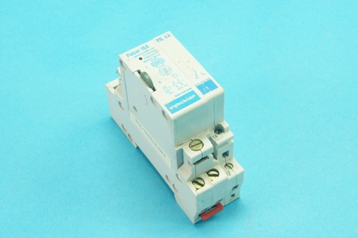 [312/346512-024+312/346901-000-C] Vynckier Pulsar 16A 312/346512-024 modular impulse relay 2 poles with 2 NO 16A 250 VAC contacts and coil 24 VAC, attached with P.S. 6A 1 changeover (NO/NC) contact