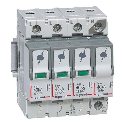 [412247] Overspanningsbeveiliger 3P+N - 40kA - T2 - 1.7kV - 320V - 4 modules