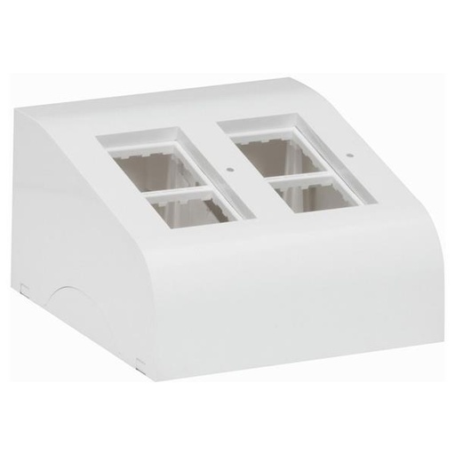 [031748] Vloerdoos voor opbouw - 2 x 4 uit te rusten modules (2 plaatsen voor LED) - afmetingen 152 x 167 x 90 mm - uitgerust met draaiende kabelhouders