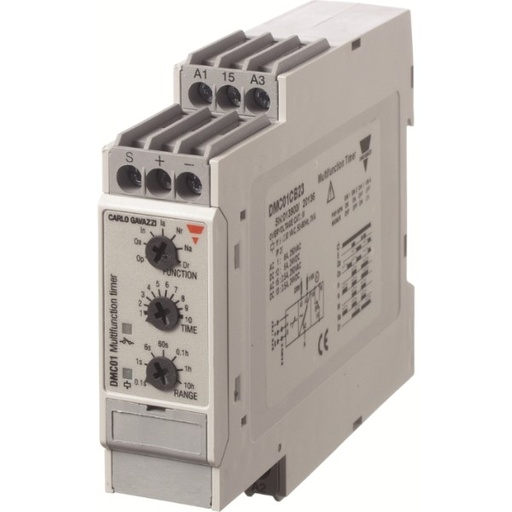 [DMC01CB23] CG TIJDRELAIS-MULTI-FUNCTIE-115/230VAC-0.1 sec-100 uur- DIN-RAIL