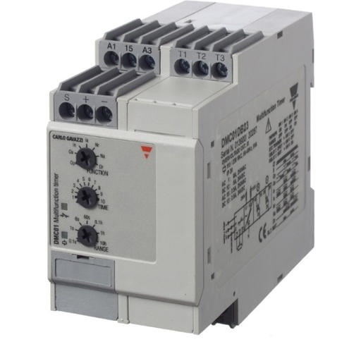 [DMC01DB23] CG TIJDRELAIS-MULTI-FUNCTIE-115/230VAC-0.1 sec-100 uur- DIN-RAIL