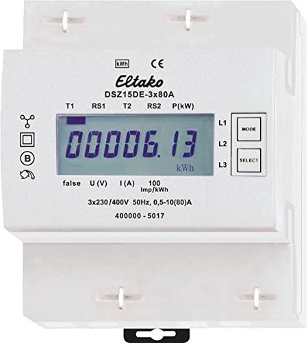 [DSZ15DE-3X80A] Elektronische 3-fazige energiemeter 3x80A niet geijkt