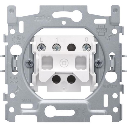 [170-00000] Sokkel voor drukknop N.O. met 3 aansluitklemmen, 10 A/250 Vac, schroefklemmen