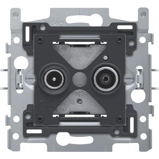 [170-09500] Sokkel voor 2x enkelvoudige coaxaansluiting voor tv en FM met klauwbevestiging,