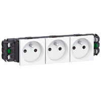 [077303] Mosaic standaard contactdoos speciaal DLP - 3 x 2P + A - 10/16 A - 250 V - 6 modules - wit - zonder houder - met steekklemaansluiting