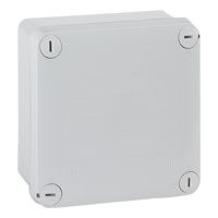 [092020] Aftakdoos Plexo vierkant IP 55 - waterdicht - grijs RAL 7035 - niet voorgeboord - deksel met kwartslagsluiting - afmetingen 105 x 105 x 55 mm