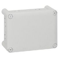 [092064] Aftakdoos Plexo rechthoekig IP 55 - waterdicht - grijs RAL 7035 - 24 indrukbare ingangen - deksel met kwartslagsluiting - afmetingen 220 x 170 x 86 mm